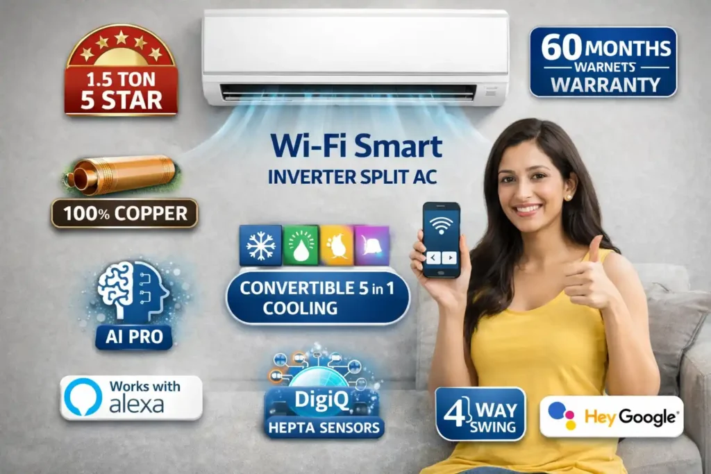 Blue Star 1.5 Ton 5 Star Wi-Fi Smart Inverter Split AC